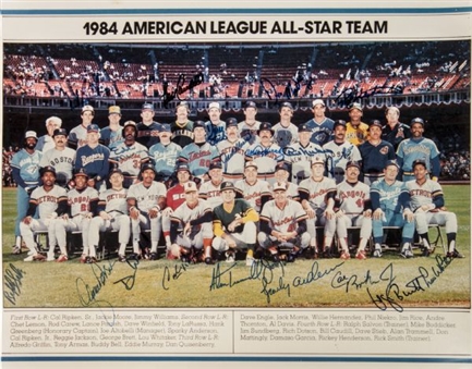 1984 American League All-Star Team Signed 16x20 Poster w/20 Signatures Including Ripken Jr. and Sr. 
